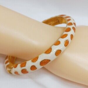 KJL Kenneth Jay Lane clamper bracelet giraffe animal print enamel